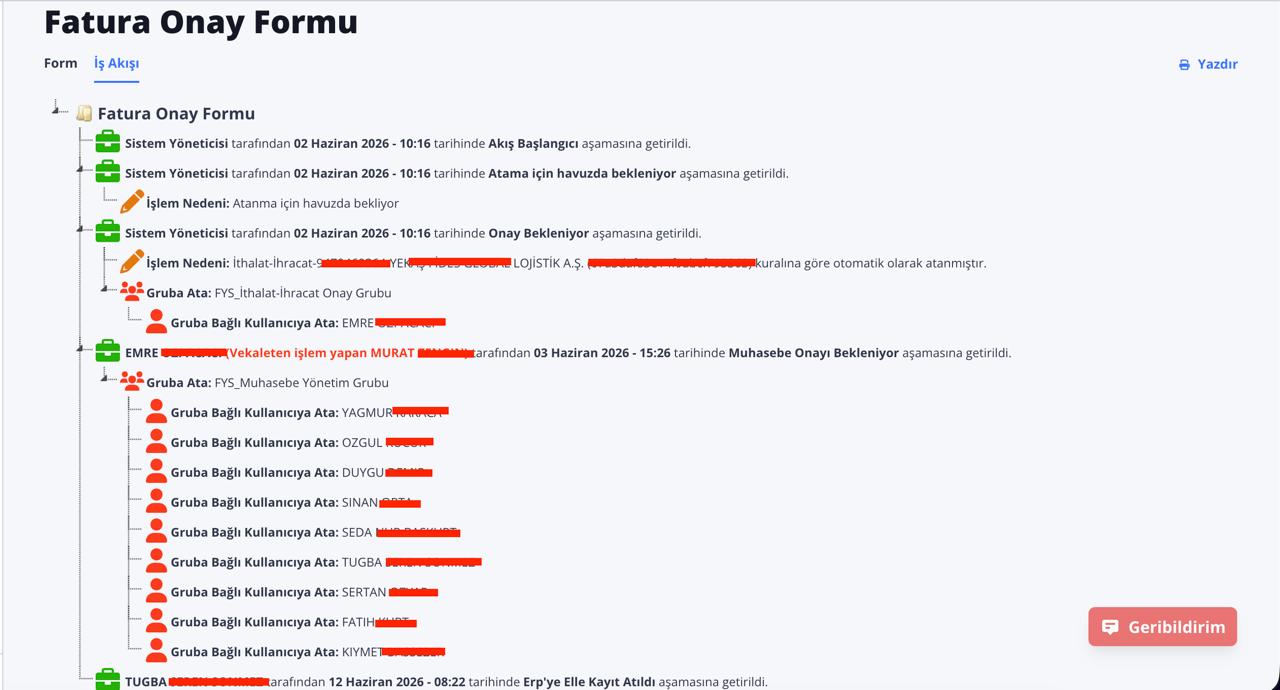 Devoplus Fatura Yönetim Sistemi fatura onay formu ekranı — fatura detayları, tutar doğrulama ve onay adımları